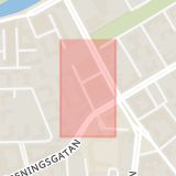 Karta som med röd fyrkant ramar in Lugnet, Möllers Gata, Malmö, Skåne län