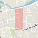 Karta som med röd fyrkant ramar in Davidshallsgatan, Malmö, Skåne län
