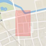 Karta som med röd fyrkant ramar in Kockumsgatan, Storgatan, Malmö, Skåne län