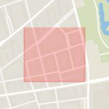Karta som med röd fyrkant ramar in Gustaf Rydbergsgatan, Malmö, Skåne län