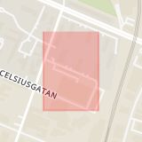 Karta som med röd fyrkant ramar in Katrinelundsgatan, Malmö, Skåne län