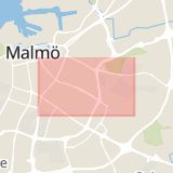 Karta som med röd fyrkant ramar in Amiralsgatan, Malmö, Skåne län