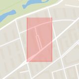 Karta som med röd fyrkant ramar in Ernst Ahlgrensgatan, Malmö, Skåne län