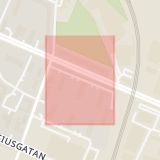 Karta som med röd fyrkant ramar in Eriksdalsgatan, Bricka, Malmö, Skåne län
