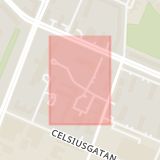 Karta som med röd fyrkant ramar in Rönnblomsgatan, Malmö, Skåne län