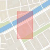 Karta som med röd fyrkant ramar in Amiralsgatan, Drottninggatan, Malmö, Skåne län