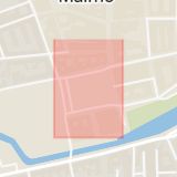 Karta som med röd fyrkant ramar in Gustav Adolfs Torg, Malmö, Skåne län