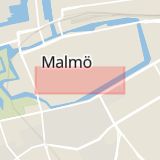 Karta som med röd fyrkant ramar in Stora Nygatan, Malmö, Skåne län