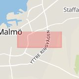Karta som med röd fyrkant ramar in Sallerupsvägen, Malmö, Skåne län