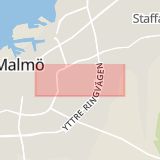 Karta som med röd fyrkant ramar in Sallerupsvägen, Kvarnby, Malmö, Skåne län