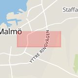 Karta som med röd fyrkant ramar in Sallerupsvägen, Vimmerbyvägen, Malmö, Skåne län