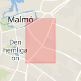 Karta som med röd fyrkant ramar in Nobelvägen, Malmö, Skåne län
