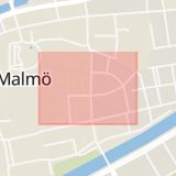 Karta som med röd fyrkant ramar in Gamla Staden, Baltzarsgatan, Malmö, Skåne län