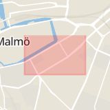 Karta som med röd fyrkant ramar in Kungsgatan, Malmö, Skåne län