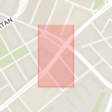 Karta som med röd fyrkant ramar in Föreningsgatan, Värnhemstorget, Malmö, Skåne län