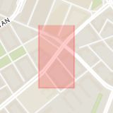Karta som med röd fyrkant ramar in Grangatan, Föreningsgatan, Malmö, Skåne län