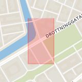 Karta som med röd fyrkant ramar in Rörsjöstaden, Drottninggatan, Exercisgatan, Malmö, Skåne län