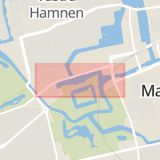 Karta som med röd fyrkant ramar in Citadellsvägen, Malmö, Skåne län