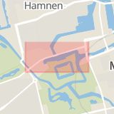 Karta som med röd fyrkant ramar in Citadellsvägen, Malmö, Skåne län