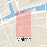 Karta som med röd fyrkant ramar in Stortorget, Storgatan, Hamngatan, Malmö, Skåne län