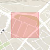 Karta som med röd fyrkant ramar in Fredsgatan, Värnhemstorget, Malmö, Skåne län