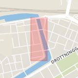 Karta som med röd fyrkant ramar in Docentgatan, Östra Promenaden, Hallingsgatan, Malmö, Skåne län