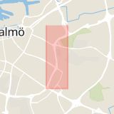 Karta som med röd fyrkant ramar in Inre Ringvägen, Limhamn, Husie, Malmö, Skåne län