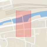 Karta som med röd fyrkant ramar in Norra Vallgatan, Prostgatan, Malmö, Skåne län