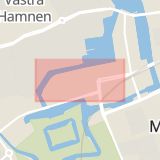 Karta som med röd fyrkant ramar in Norra Neptunigatan, Malmö, Skåne län