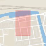 Karta som med röd fyrkant ramar in Drottningtorget, Malmö, Skåne län