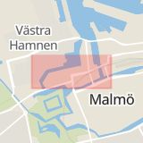 Karta som med röd fyrkant ramar in Neptunigatan, Malmö, Skåne län