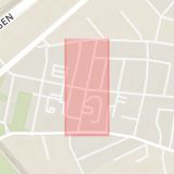 Karta som med röd fyrkant ramar in Solgatan, Kirseberg, Malmö, Skåne län