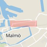 Karta som med röd fyrkant ramar in Carlsgatan, Malmö, Skåne län