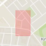Karta som med röd fyrkant ramar in Kirseberg, Ringstagatan, Malmö, Skåne län