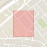 Karta som med röd fyrkant ramar in Rostorp, Dalhemsgatan, Malmö, Skåne län