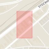 Karta som med röd fyrkant ramar in Lundavägen, Krusegatan, Malmö, Skåne län