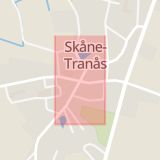 Karta som med röd fyrkant ramar in Skåne Tranås, Tomelilla, Skåne län