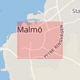 Karta som med röd fyrkant ramar in Yttre Ringvägen, Malmö, Skåne län