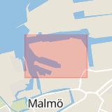 Karta som med röd fyrkant ramar in Norra Hamnen, Malmö, Skåne län