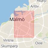 Karta som med röd fyrkant ramar in Inre Ringvägen, Trafikplats Sege, Trafikplats Spillepengen, Spillepengen, Malmö, Skåne län