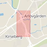 Karta som med röd fyrkant ramar in Inre Ringvägen, Kirseberg, Trafikplats Sege, Malmö, Skåne län