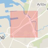 Karta som med röd fyrkant ramar in Lundavägen, Malmö, Skåne län