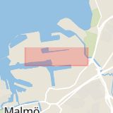 Karta som med röd fyrkant ramar in Hemsögatan, Malmö, Skåne län