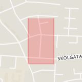 Karta som med röd fyrkant ramar in Smedgatan, Sjöbo, Skåne län