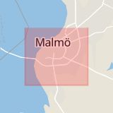 Karta som med röd fyrkant ramar in Malmö, Olympia, Gisela Trapps Väg, Stattena, Södra Uppgången, Knutpunkten, Trädgårdsgatan, Fors, Helsingborg, Skåne län