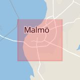 Karta som med röd fyrkant ramar in Lugna Gatan, Flodgången, Malmö, Skåne län