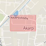 Karta som med röd fyrkant ramar in Åkarp, Bladvägen, Burlöv, Skåne län