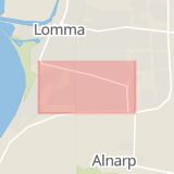 Karta som med röd fyrkant ramar in Karstorpsvägen, Lomma, Skåne län