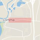 Karta som med röd fyrkant ramar in Vinstorpsvägen, Lomma, Skåne län
