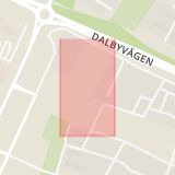 Karta som med röd fyrkant ramar in Malakitgatan, Lund, Skåne län
